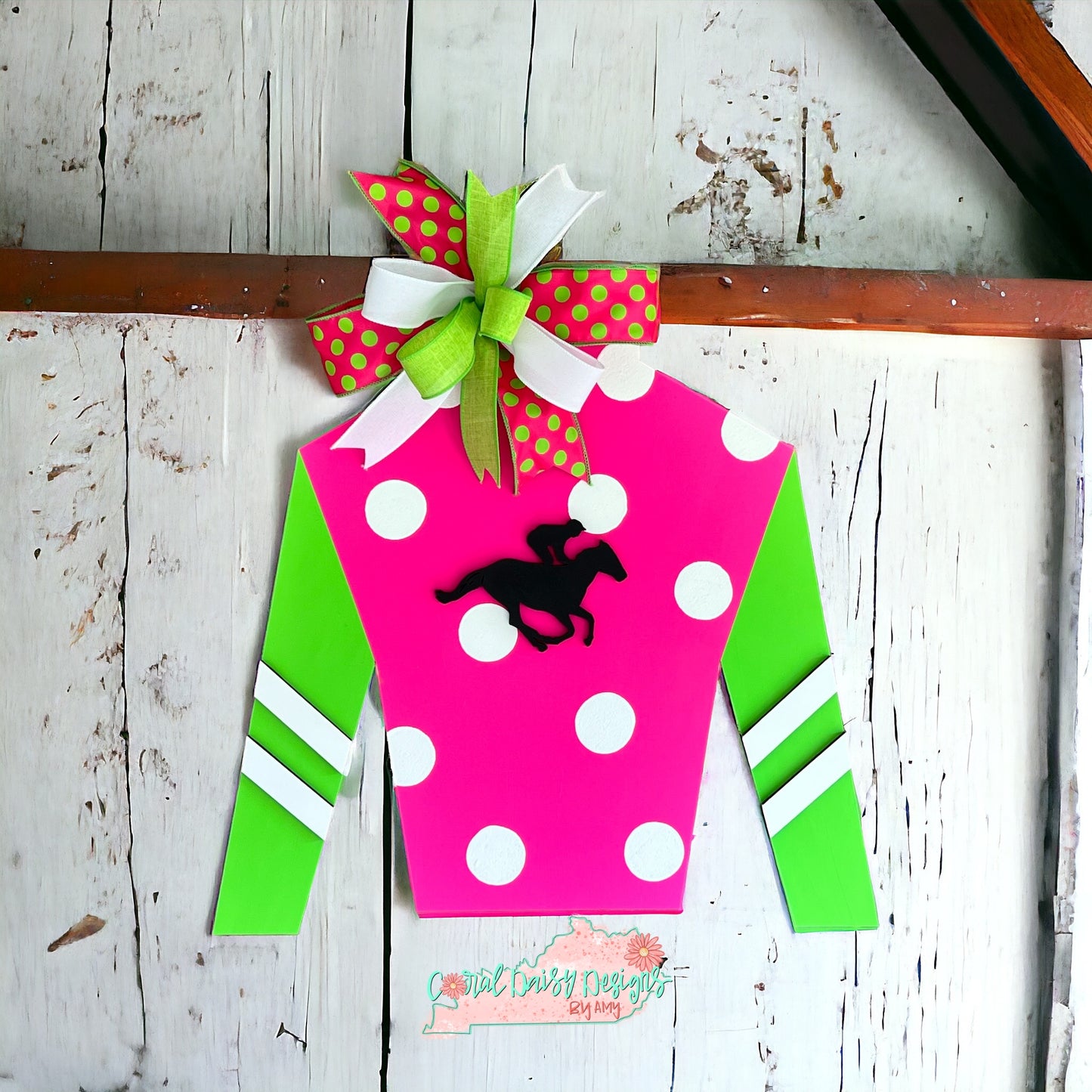 Jockey silk with polka dot body/horse/stripes - DRB004