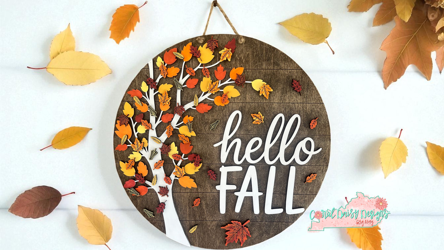 Hello Fall tree with leaves - FALL051