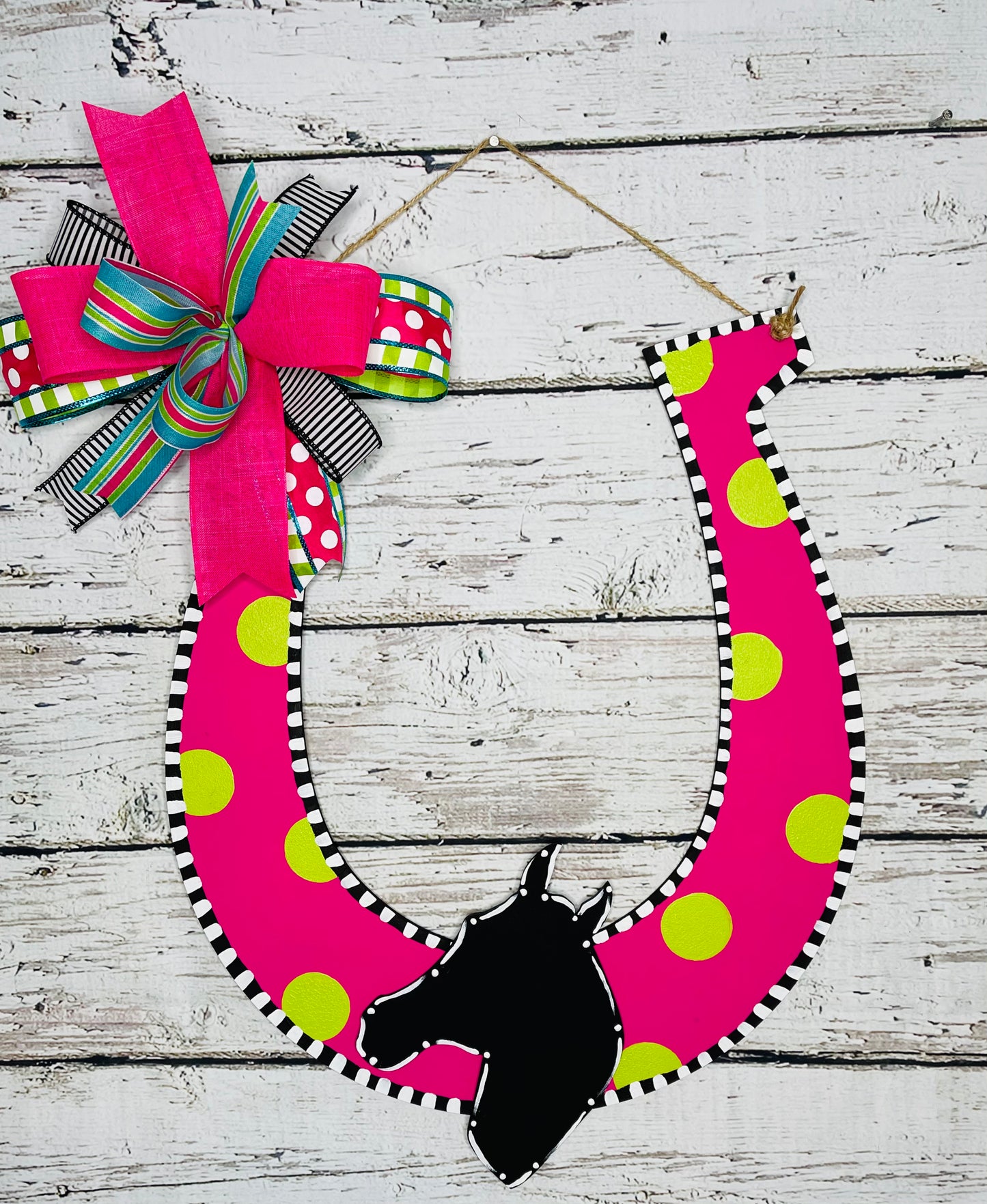 Horse silhouette polka dot horseshoe - DRB012