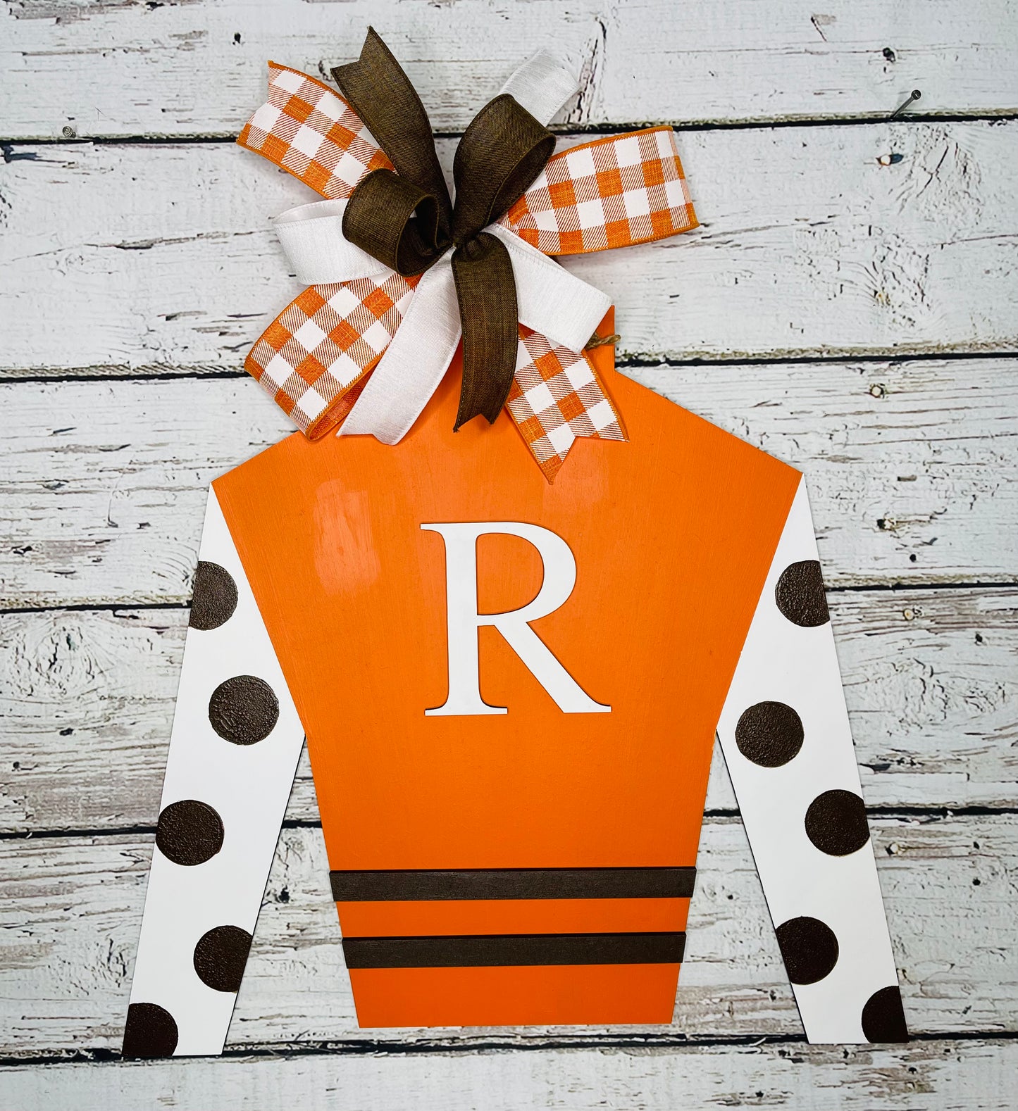 Jockey silk with initial body/polka dot sleeve/stripes at bottom - DRB021