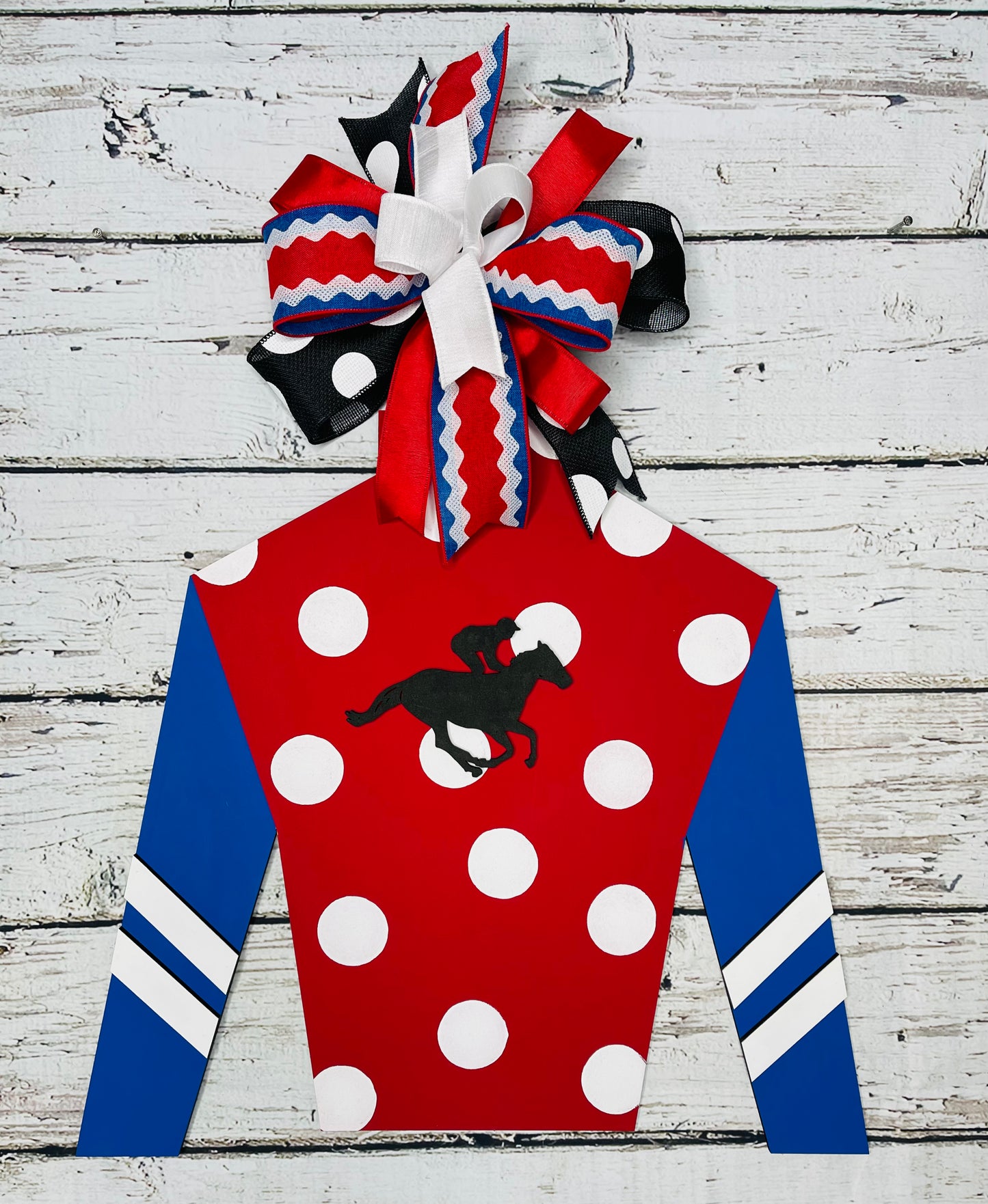 Jockey silk with polka dot body/horse/stripes - DRB004