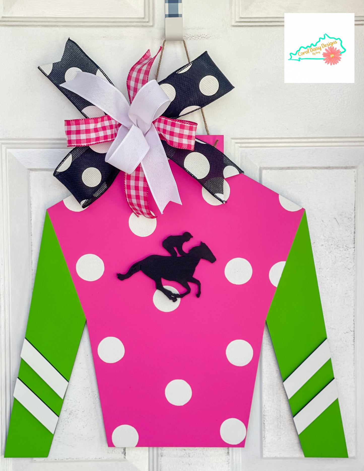 Jockey silk with polka dot body/horse/stripes - DRB004