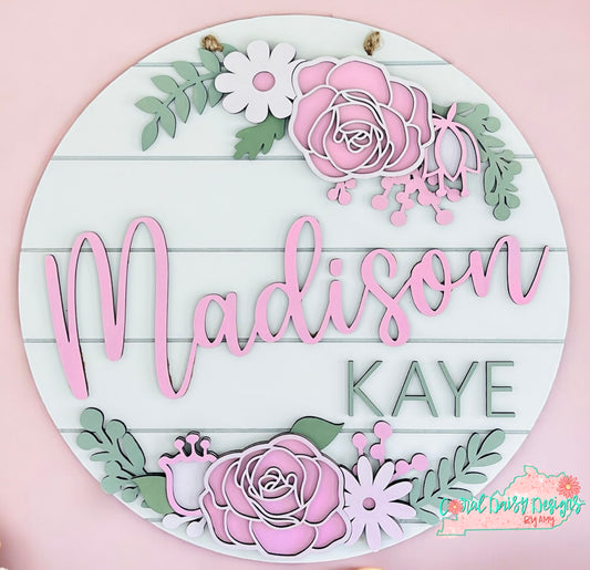 Floral theme nursery sign - KIDS012