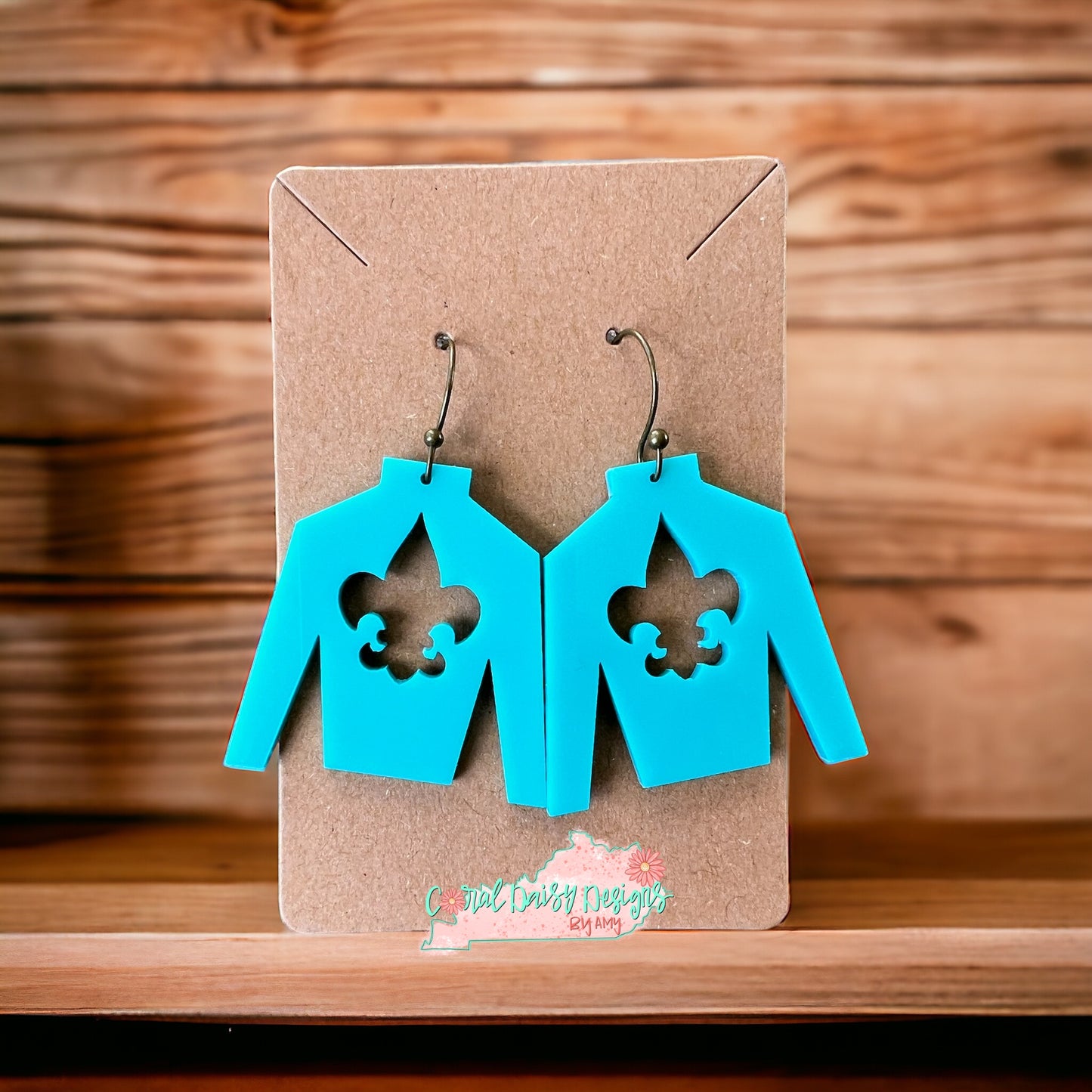 Teal Jockey silk earrings   - DRB028