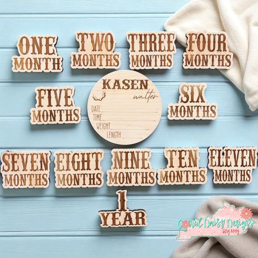 Rustic Antler Baby Milestone for photos - BRTH005