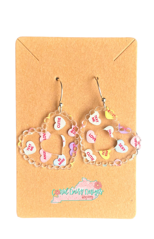 Lacy heart - Clear Conversation hearts - EAR0008