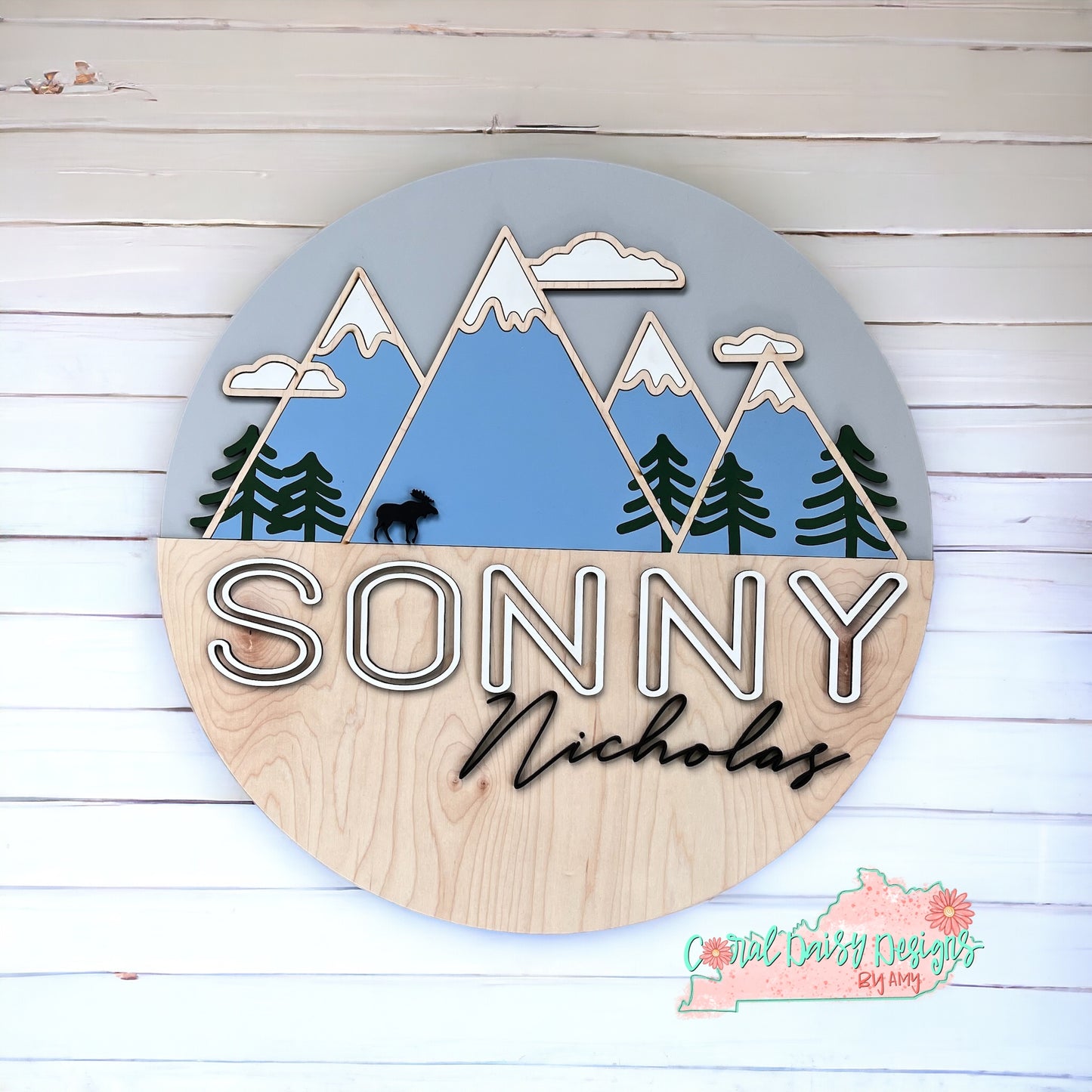 Mountain theme name sign - KIDS011