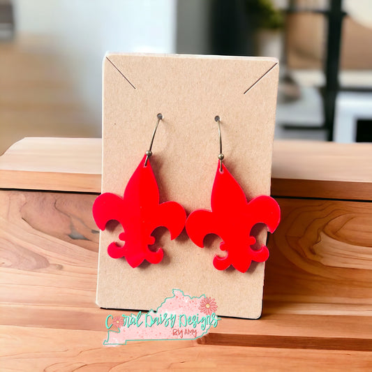 Red Fleur de lis earrings   - DRB33