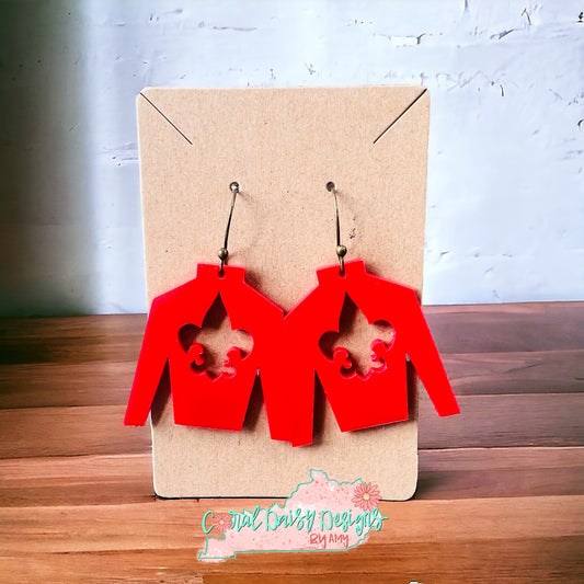 Red Jockey silk earrings   - DRB32