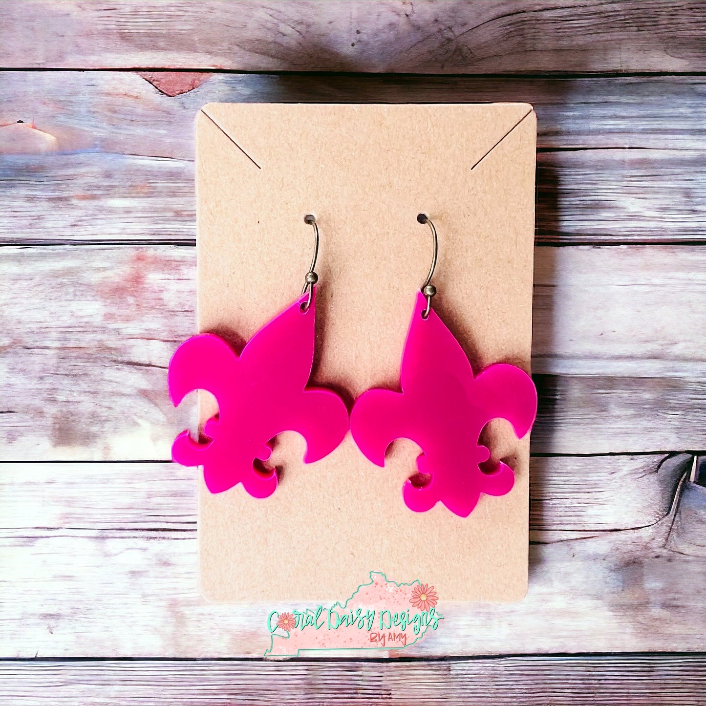 Magenta Fleur de lis earrings   - DRB35