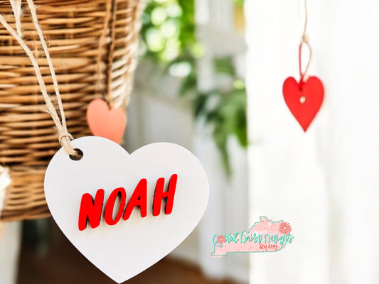 Personalized Solid heart Basket tag - Val025
