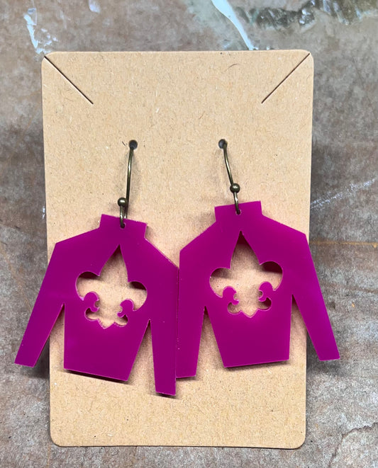 Magenta Jockey silk earrings   - DRB30