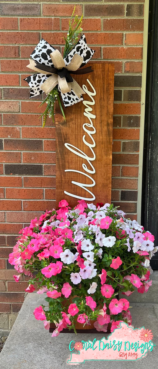 Rustic welcome porch flower box - LEANER003