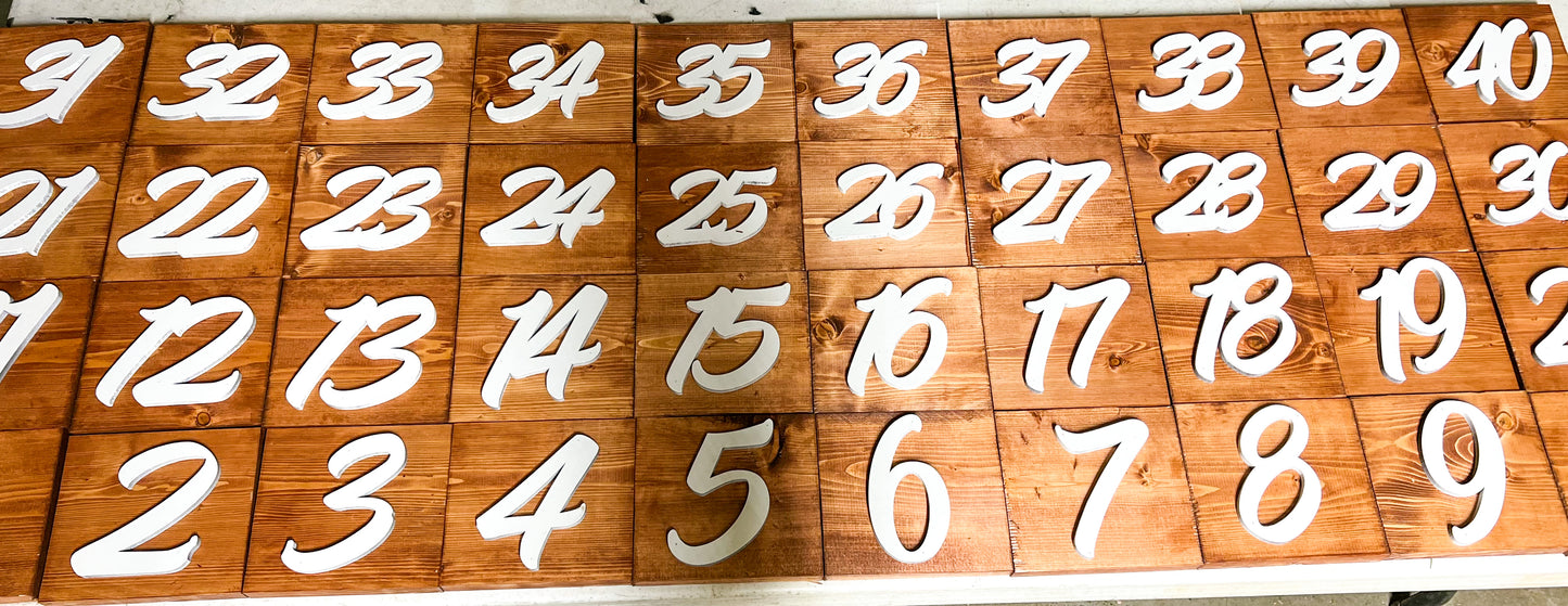 Wooden table numbers - WEDD009