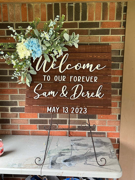 Customized wooden welcome sign - WEDD010
