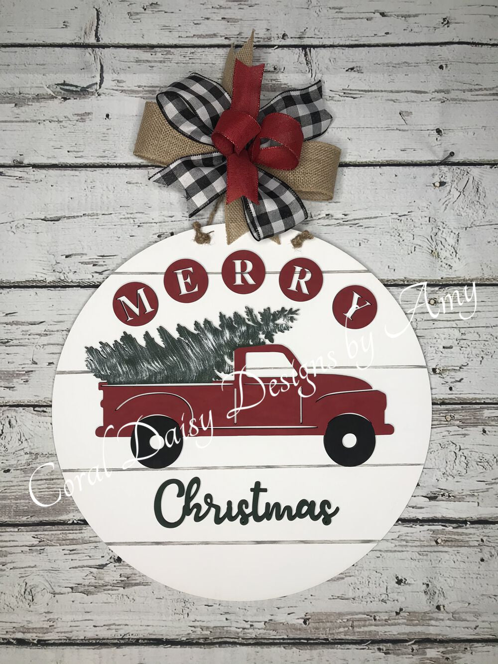 Farmhouse Merry Christmas truck circles - CHR018