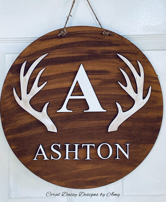 Personalized antler sign - KIDS003