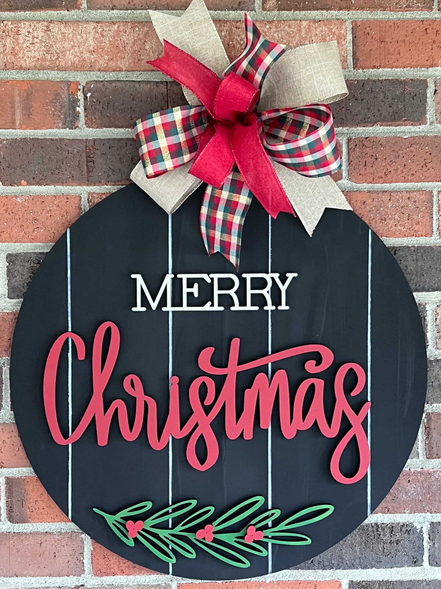 Rustic Merry Christmas w/holly - CHR037