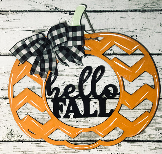 Hello Fall Chevron Pumpkin - FALL009