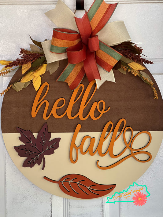 Hello fall w/2 leaves - FALL44