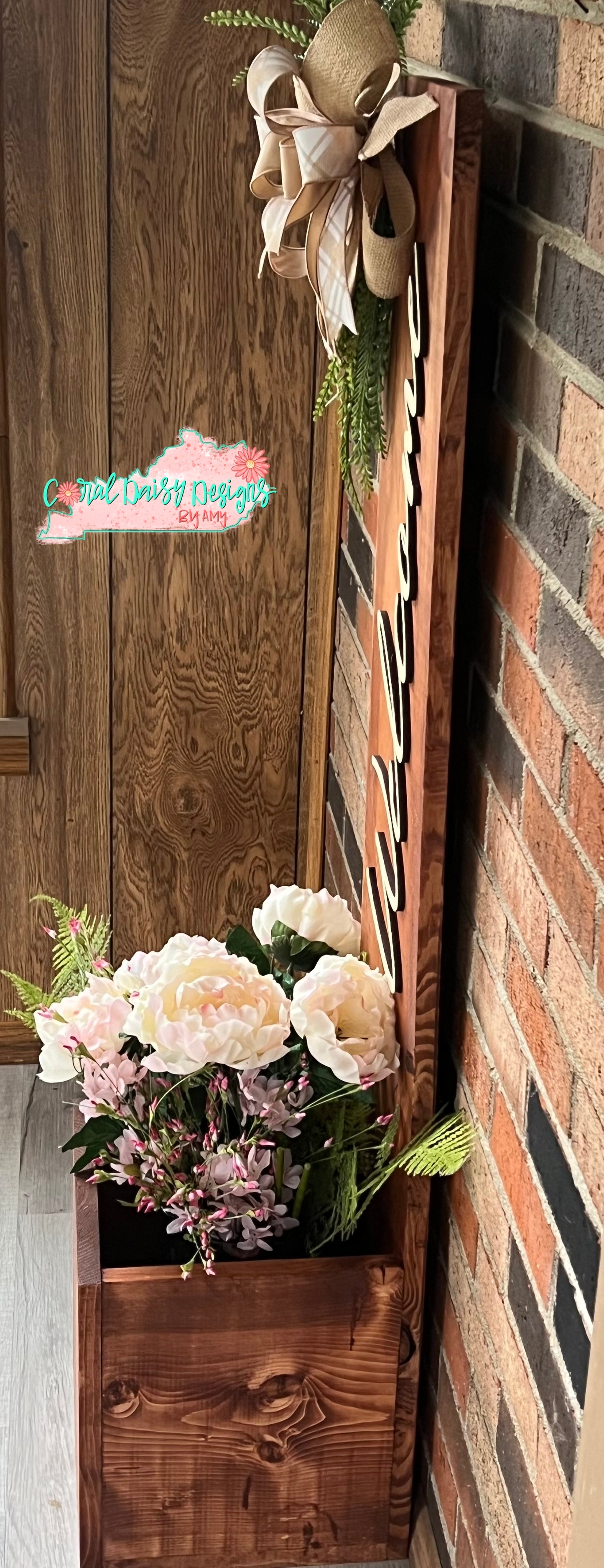 Rustic welcome porch flower box - LEANER003